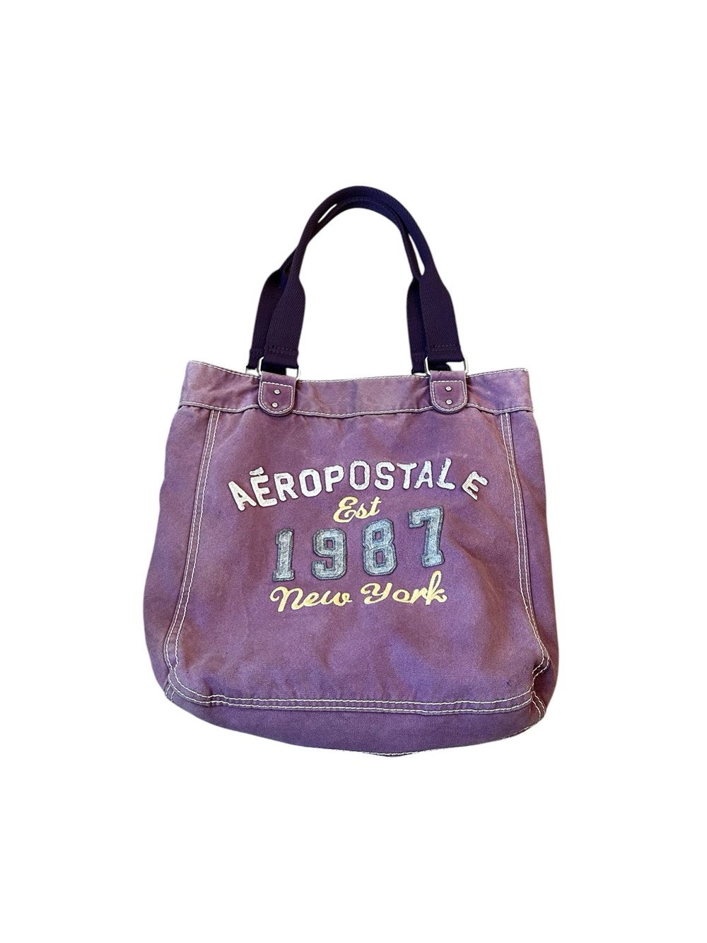 Vintage Aeropostale Purple Canvas Tote Book Bag Y2K MallCore Preppy